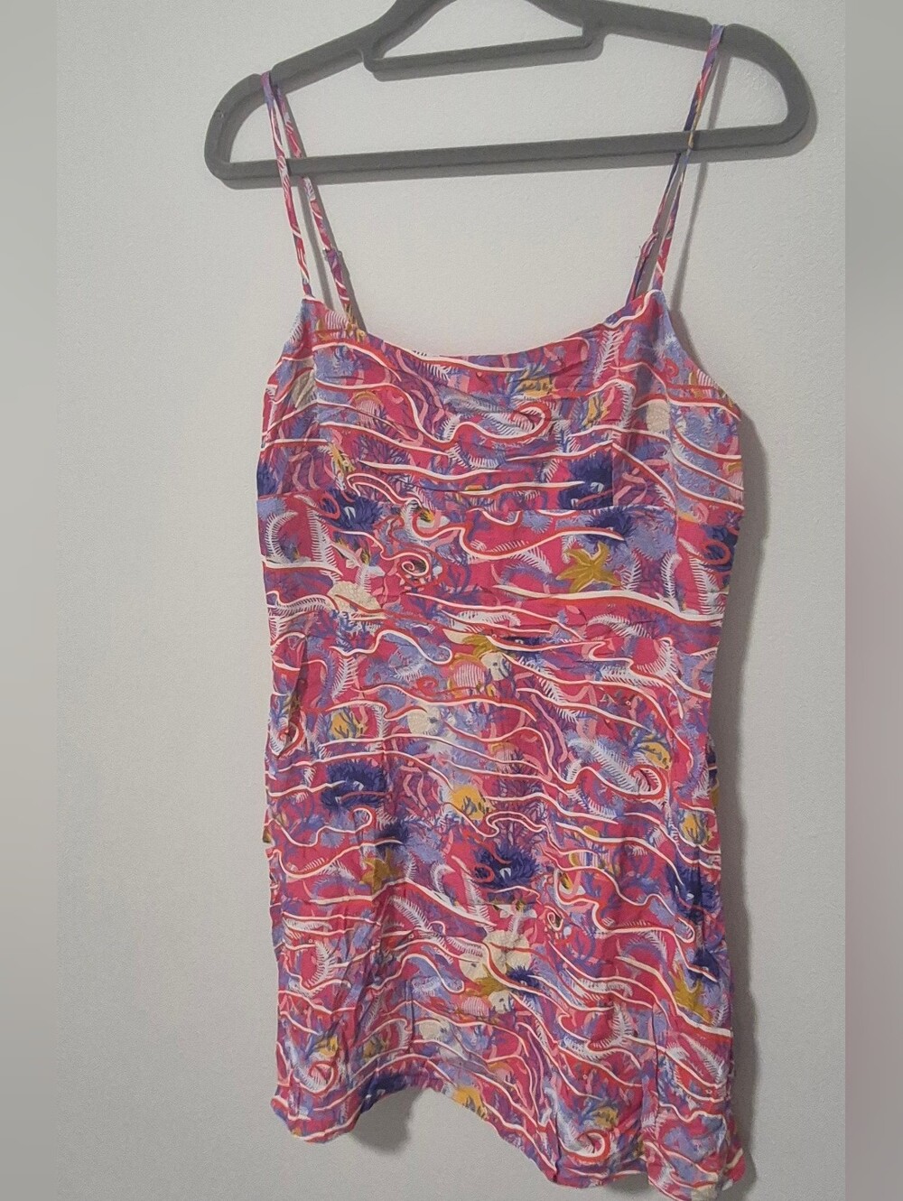 Sunday Best Aritzia Pink Aquatic Print Viscose Cami Mini Dress Size S - Picture 2 of 9